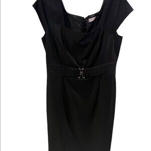 Calvin Klein Dress Womens 12 Cap Sleeve Modern Shift Belt tailored office siren
